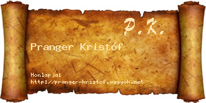 Pranger Kristóf névjegykártya